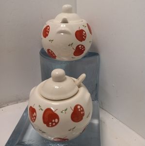 VINTAGE Just For You 6 Pc. Condiments Server Porcelain Ceramic Sugar Preserves